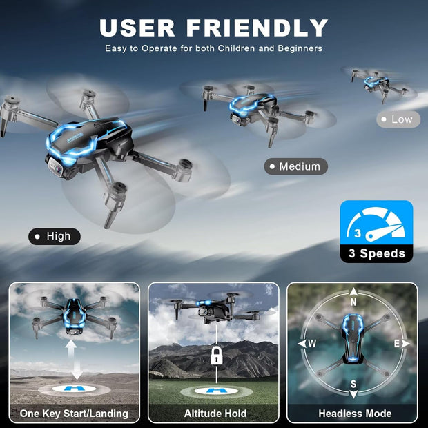 2K HD FPV Drone for Adults & Kids – Foldable Camera Quadcopter with Dual Batteries