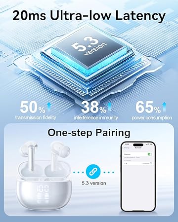 Wireless Earbuds – IP7 Waterproof, LED Case, Deep Bass for Active Use
